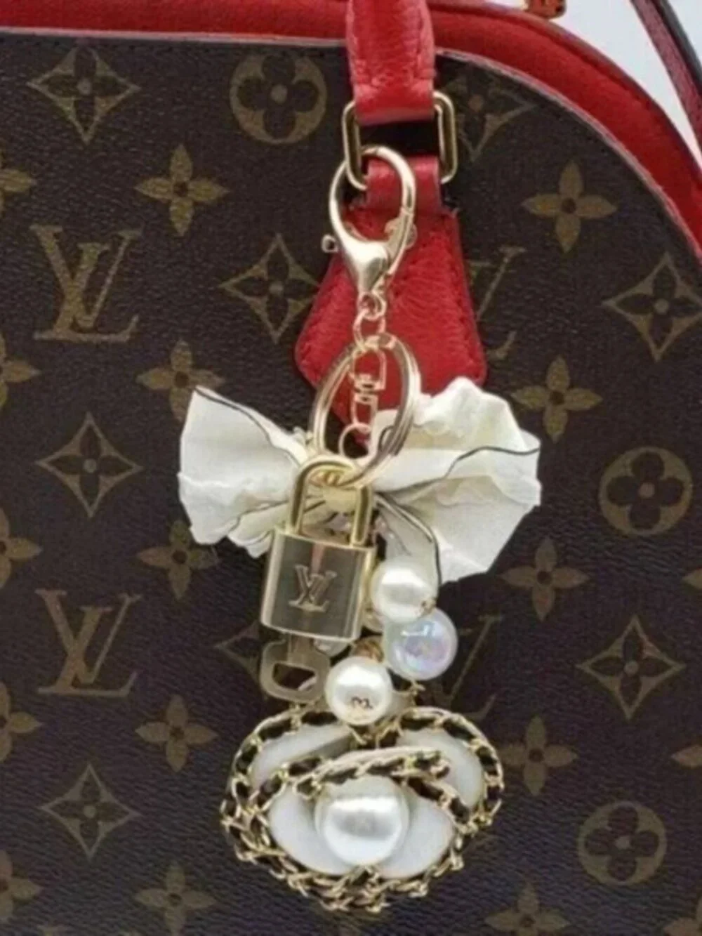 Louis Vuitton Gold Lock 🔒 Authentic LV Key + Unbranded Flower Baag Charm